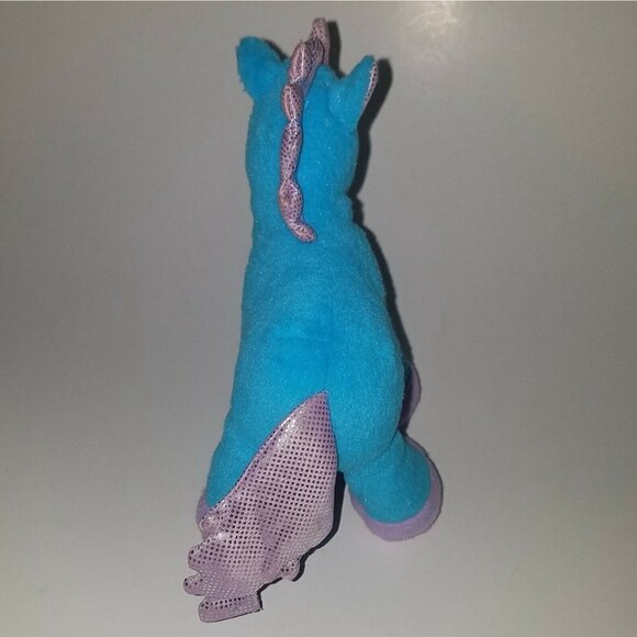 Blue Purple Unicorn Plush 8" Stuffed Animal Toy Lovey Silver Polka Dots - Picture 6 of 12